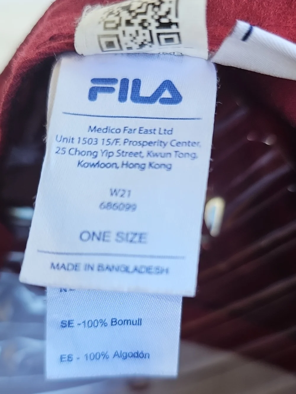 FILA Burgundy Red Logo Baseball Cap Hat One Size Adjustable